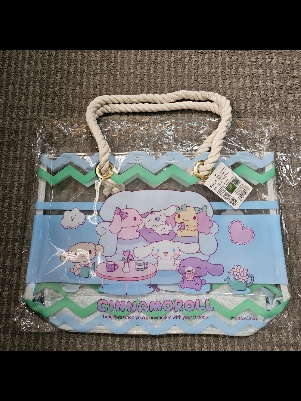 Cinnamoroll Clear Tote Bag with Rope Handles - Pastel Blue